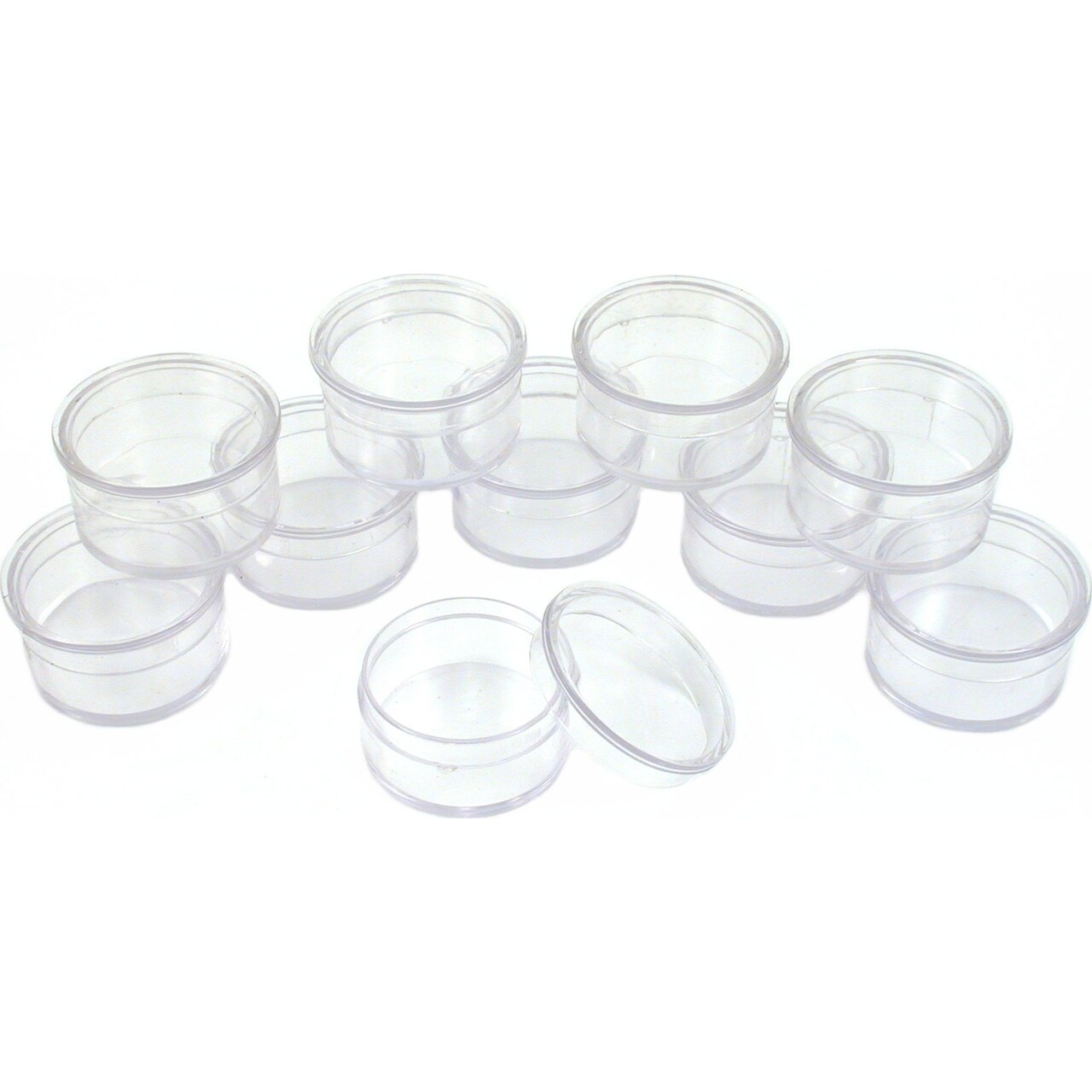 10 Round Plastic Organizer Container Storage Jars for Beads & Gems 1 1/4"